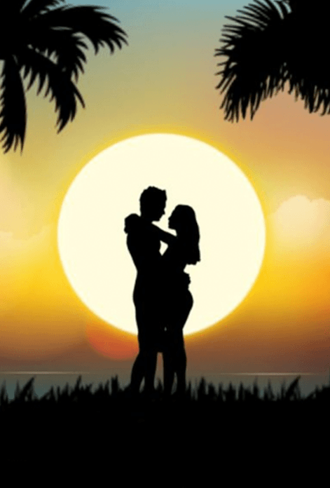 el anochecer más romántico entre palmeras