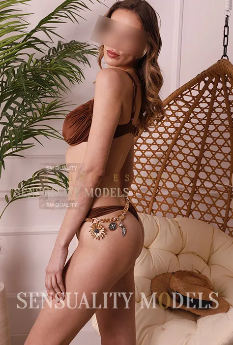 wearing a red bikini